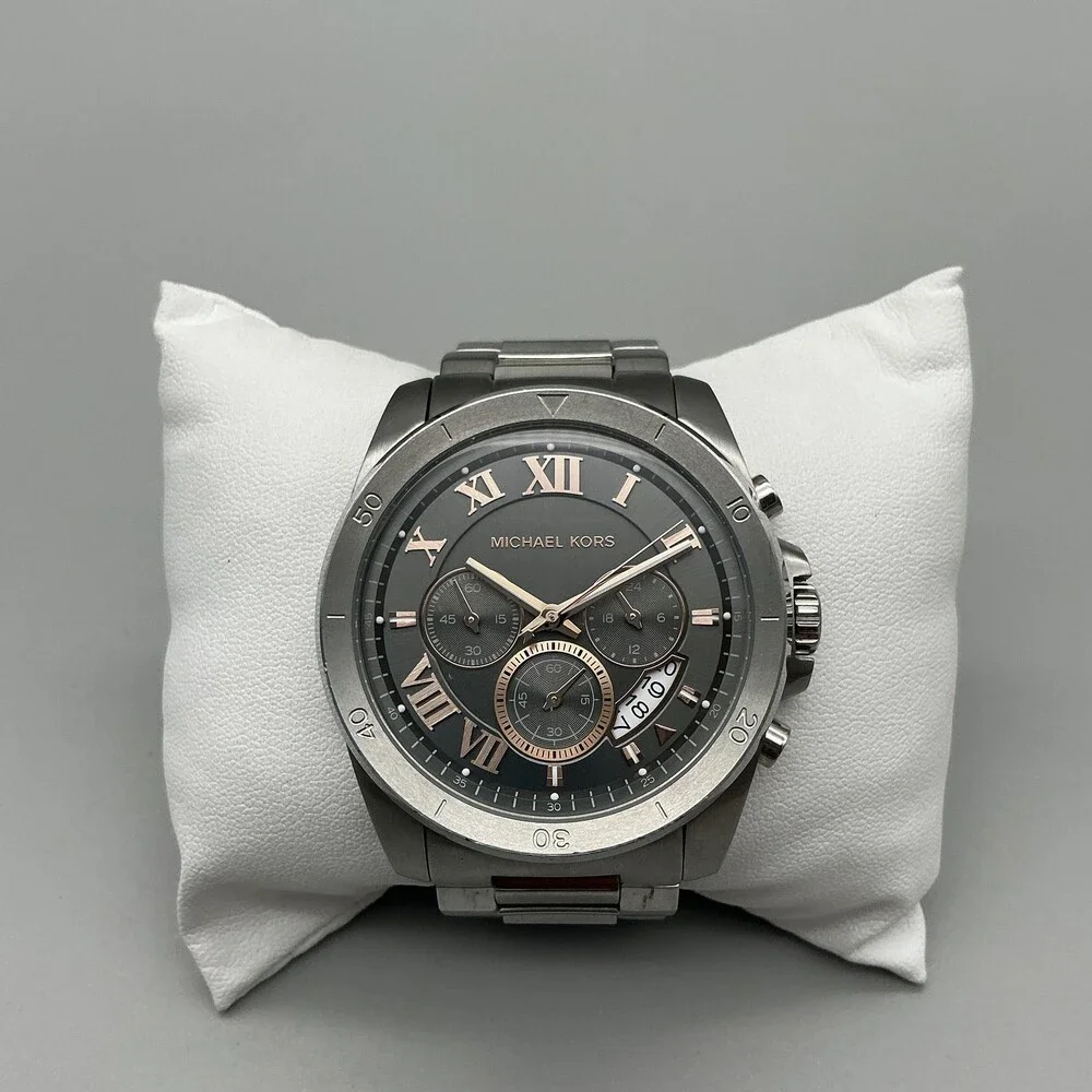 Michael Kors Mens Watch 45mm Stainless Chronograph Date MK-8609 New Battery 6.5